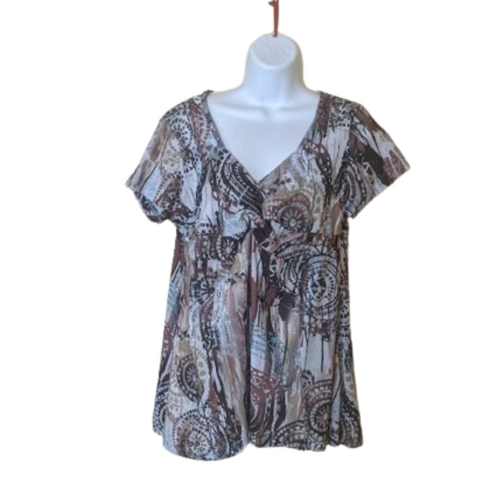 --  Printed Stretch Blouse Fits Size Large